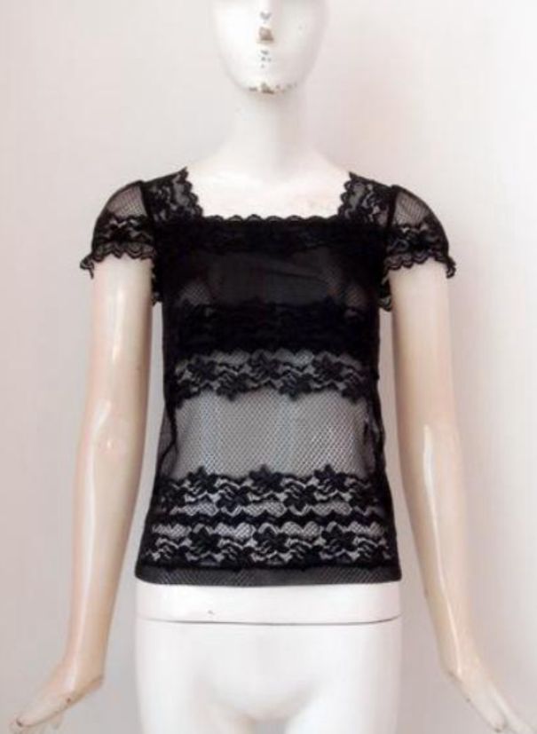 MOJIE 显瘦透视上衣 - 黑色 (L71-A0104)
