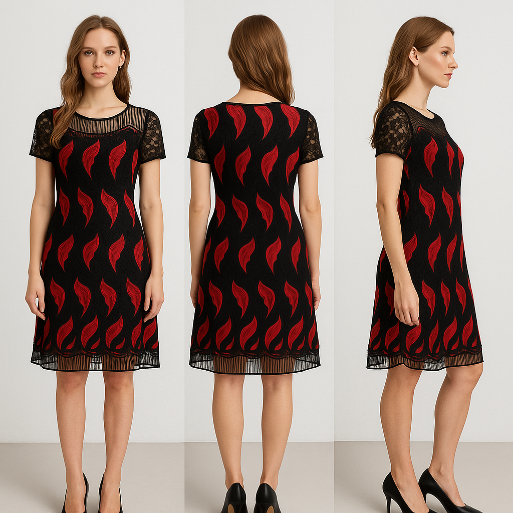 MOJIE 高贵黑红色连身裙 (M92-F2022)